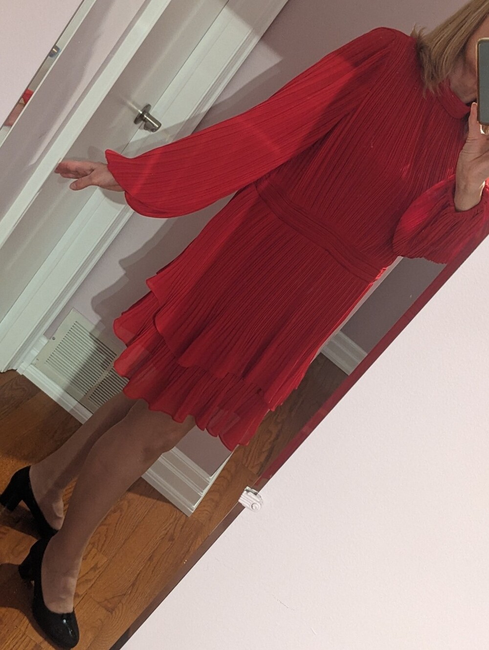 EVER NEW Curve Pleated Chiffon Dress